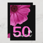 Invitation Fête du 50e anniversaire pour sa marguerite rose W (Devant / Derrière)
