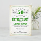 Invitation Fête du 50e anniversaire - Retro Creamy Blanc et V (Debout devant)