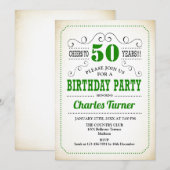 Invitation Fête du 50e anniversaire - Retro Creamy Blanc et V (Devant / Derrière)