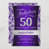 Invitation Fête du 50e anniversaire - Silver Purple (Devant / Derrière)