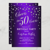 Invitation Fête du 50e anniversaire - Silver Purple (Devant / Derrière)