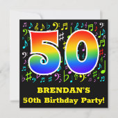 Invitation Fête du 50e anniversaire : Symboles de musique amu (Devant)