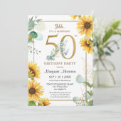 Invitation Fête du 50e anniversaire tournesols élégants flora (Debout devant)