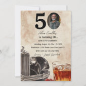 Invitation Fête du 50e anniversaire | Vieux Timer Voiture & W (Devant)