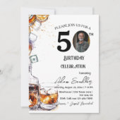 Invitation Fête du 50e anniversaire, whisky et boissons (Devant)