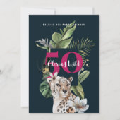 Invitation Fête du 50e anniversaire Wild Jungle Leopard Rose (Devant)