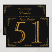 Invitation Fête du 51e anniversaire, styl Gatsby, parties sci (Devant / Derrière)