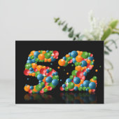 Invitation Fête du 52e anniversaire, avec bulles et balles (Debout devant)