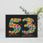 Invitation Fête du 53e anniversaire, avec bulles et balles (Debout devant)