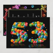Invitation Fête du 53e anniversaire, avec bulles et balles (Devant / Derrière)