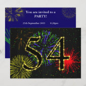 Invitation Fête du 54e anniversaire invitez (Devant / Derrière)