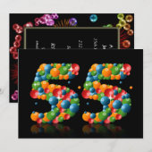 Invitation Fête du 55e anniversaire, avec bulles et balles (Devant / Derrière)
