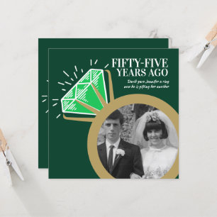 Invitation fête du 55e anniversaire bague or émeraude deux ph