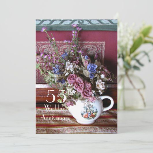 Invitation Fête du 55e anniversaire de mariage - Théière vint (Debout devant)