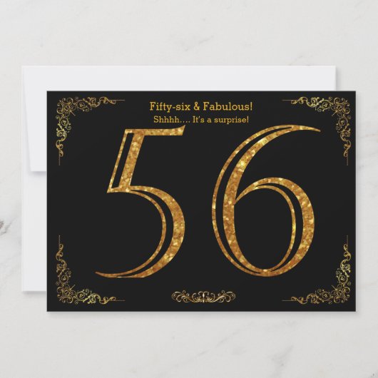 Invitation Fête du 56e anniversaire, Style Gatsby, parties sc (Devant)