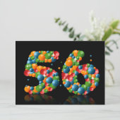 Invitation Fête du 56ème anniversaire, avec bulles et balles (Debout devant)