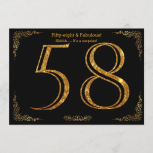 Invitation Fête du 58e anniversaire, Style Gatsby, parties sc