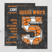 Invitation Fête du 5e anniversaire du basket-ball Chalkboard (Devant / Derrière)