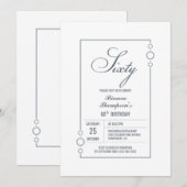 Invitation Fête du 60e anniversaire de la frontière gris mode (Devant / Derrière)