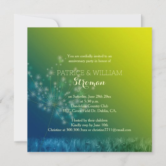 Invitation Fête du 60e anniversaire de mariage Champ de pisse (Dos)