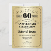 Invitation Fête du 60e anniversaire de mariage - Or Noir (Devant)