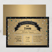 Invitation Fête du 60e anniversaire Faux Jewel Confetti (Devant / Derrière)