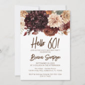 Invitation Fête du 60e anniversaire Fleurs beiges Brown Flora (Devant)