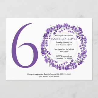 Invitation Fête du 60e anniversaire, fleurs de lavande