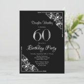 Invitation Fête du 60e anniversaire noir et blanc (Debout devant)