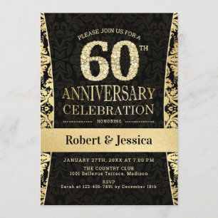 Invitation Fête du 60e Anniversaire - Noir Or