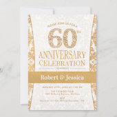 Invitation Fête du 60e Anniversaire - Or Blanc (Devant)