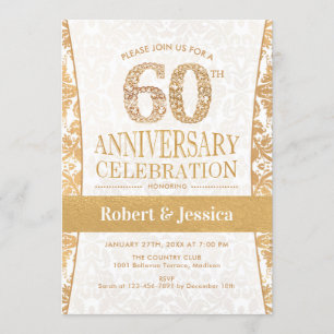 Invitation Fête du 60e Anniversaire - Or Blanc