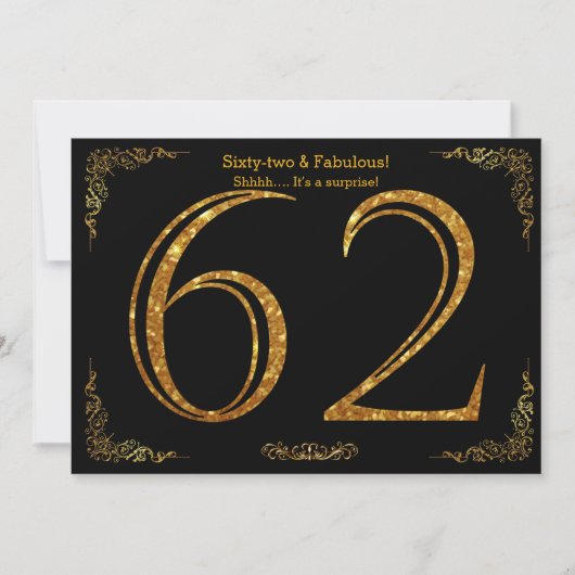 Invitation Fête du 62e anniversaire,Styl Gatsby,parties scint (Devant)