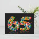 Invitation Fête du 65e anniversaire, avec bulles et balles (Debout devant)