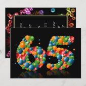 Invitation Fête du 65e anniversaire, avec bulles et balles (Devant / Derrière)