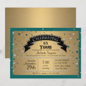 Invitation Fête du 65e anniversaire Faux Jewel Confetti (Devant / Derrière)