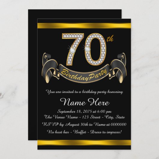 Invitation Fête du 70e anniversaire (Devant / Derrière)