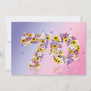 Invitation Fête du 70e anniversaire, avec des lettres fleurie