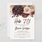 Invitation Fête du 70e anniversaire Fleurs beiges Brown Flora (Devant)