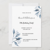 Invitation fête du 70e anniversaire fleurs blanches bleues bo (Devant)
