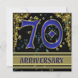 Invitation Fête du 70e anniversaire noir et or