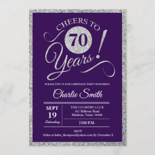 Invitation Fête du 70e anniversaire - Silver Purple TOUTE ANN
