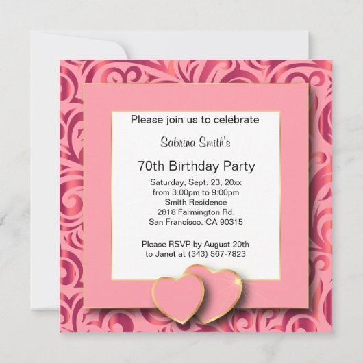 Invitation Fête du 70e anniversaire | Texte do-it-yourself (Dos)