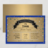 Invitation Fête du 75e anniversaire Faux Jewel Confetti (Devant / Derrière)