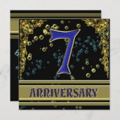 Invitation Fête du 7e anniversaire Black and Gold (Devant / Derrière)