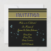 Invitation Fête du 7ème anniversaire noir et or (Dos)
