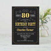 Invitation Fête du 80e anniversaire - Black Gold White (Debout devant)