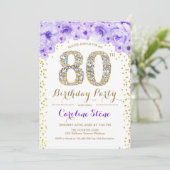 Invitation Fête du 80e anniversaire - Blanc Gold violet (Debout devant)