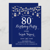 Invitation Fête du 80e anniversaire - Bleu de la Marine (Devant / Derrière)