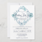 Invitation Fête du 80e anniversaire Couleur d'eau bleu Dusty (Devant)